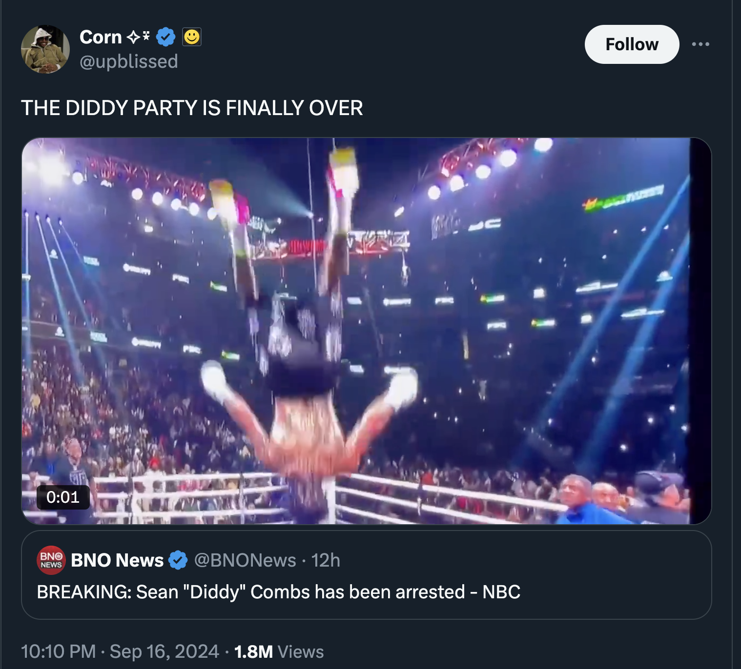 screenshot - Corn The Diddy Party Is Finally Over Bnd Bno News 12h Breaking Sean "Diddy" Combs has been arrested Nbc 1.8M Views